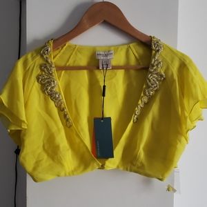 Karen Millen Silk Yellow Shrug with Silver Beading
